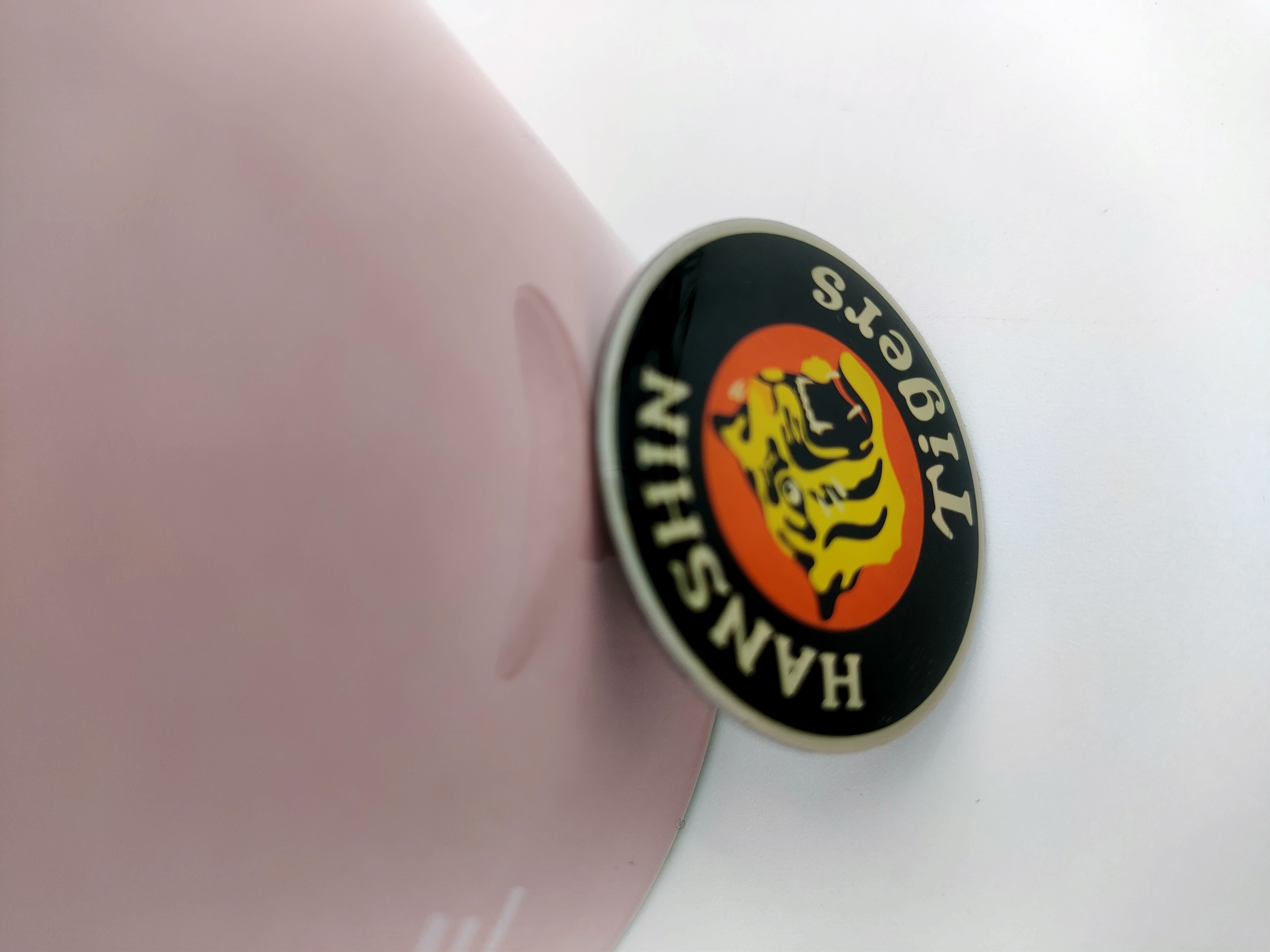Round Metal Brooch Pin Hanshin Tiger Printed Multicolor Multiusage
