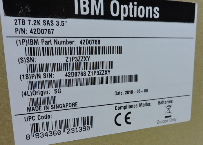 IBM Hard Disk 42D0767 42D0768 2T 7.2K 6Gbps SAS 3.5inch 1 year warranty