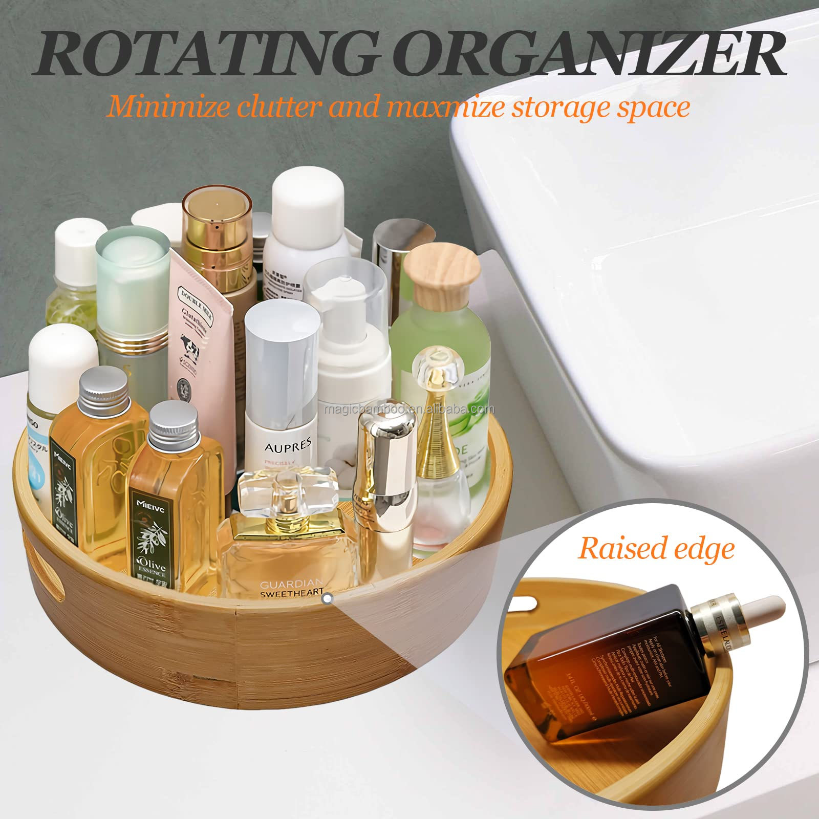10 Inch Bamboo Lazy Susan Turntable for Kitchen Counter Top Functional and Design