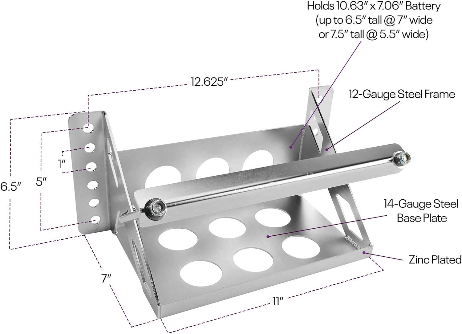 1mm Thickness Custom Bolt-On Boat Battery Relocation Box Steel Tray for Secure Placement