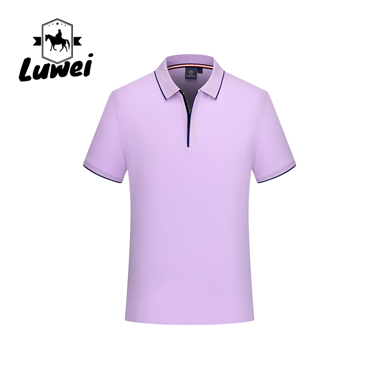 Knitting Embroidery Short Sleeve Polo T Shirts Cotton Button Turn Down Collar