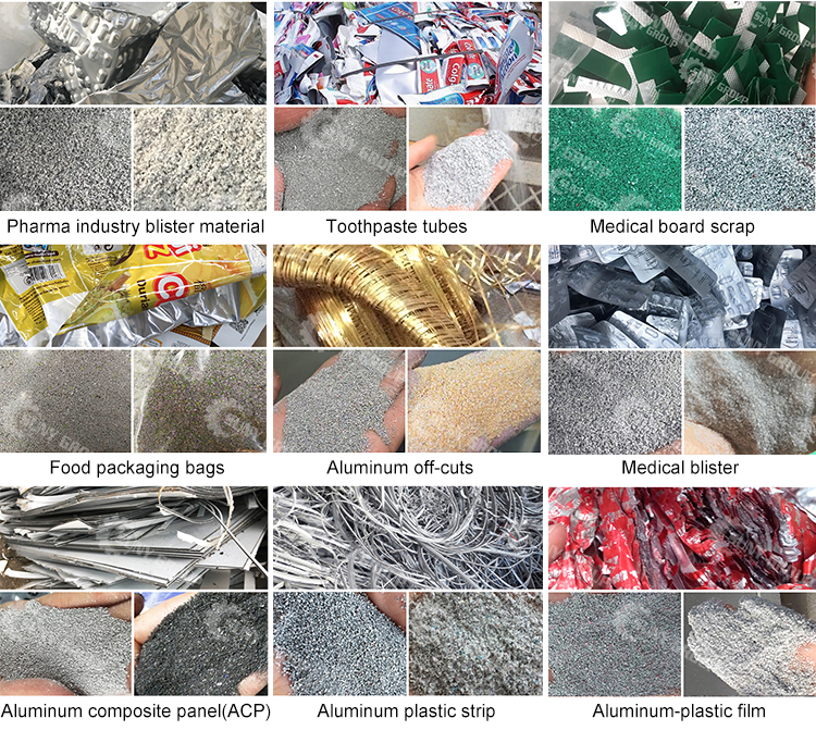 Recycling Plant 85kw Waste Aluminum Foil Film Recycling Machine with Grinding Machine