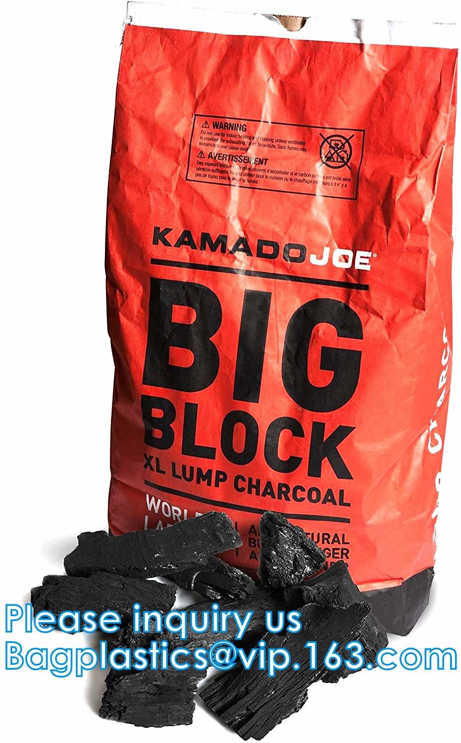 Charcoal Briquettes, BBQ Kraft Paper Charcoal Bag, Grill Packing Bag, Size 3kg 4kg 5kg 8kg 7kg 9kg 10kg 15kg