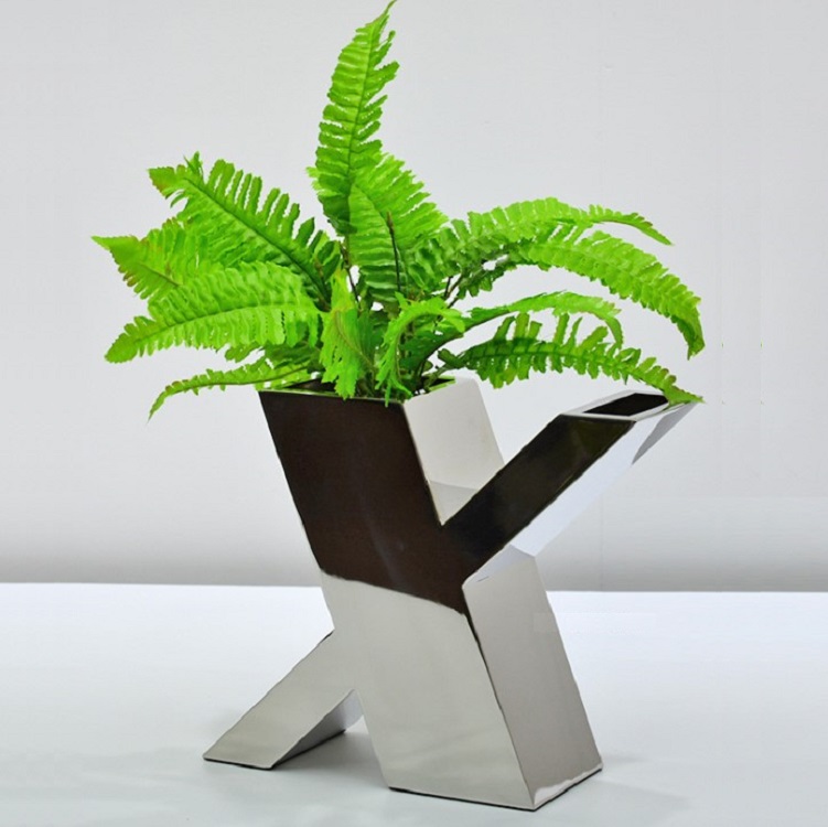 Big size outdoor stainless steel flower pot square cylinder planter