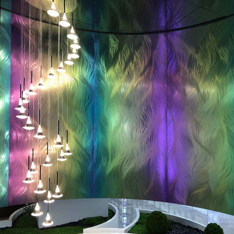 AISI 304 Steel Sheet PVD Rainbow Color polished stainless steel texture 3d decorative wall panels