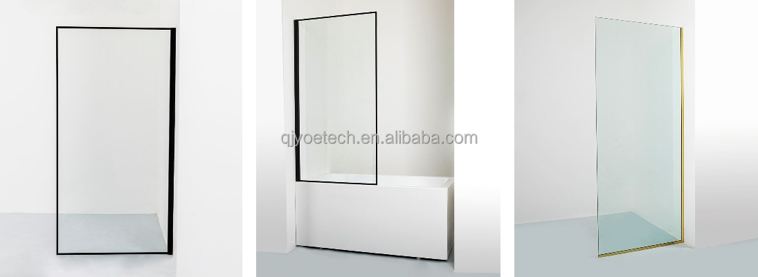 Fine Polished Edge Decoration Clear Tempered Shower Glass for Frame Shower Doors