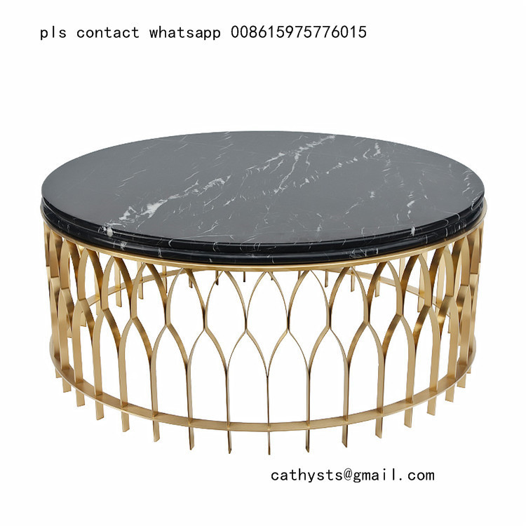 European style creative stainless steel coffee table modern tempered glass table