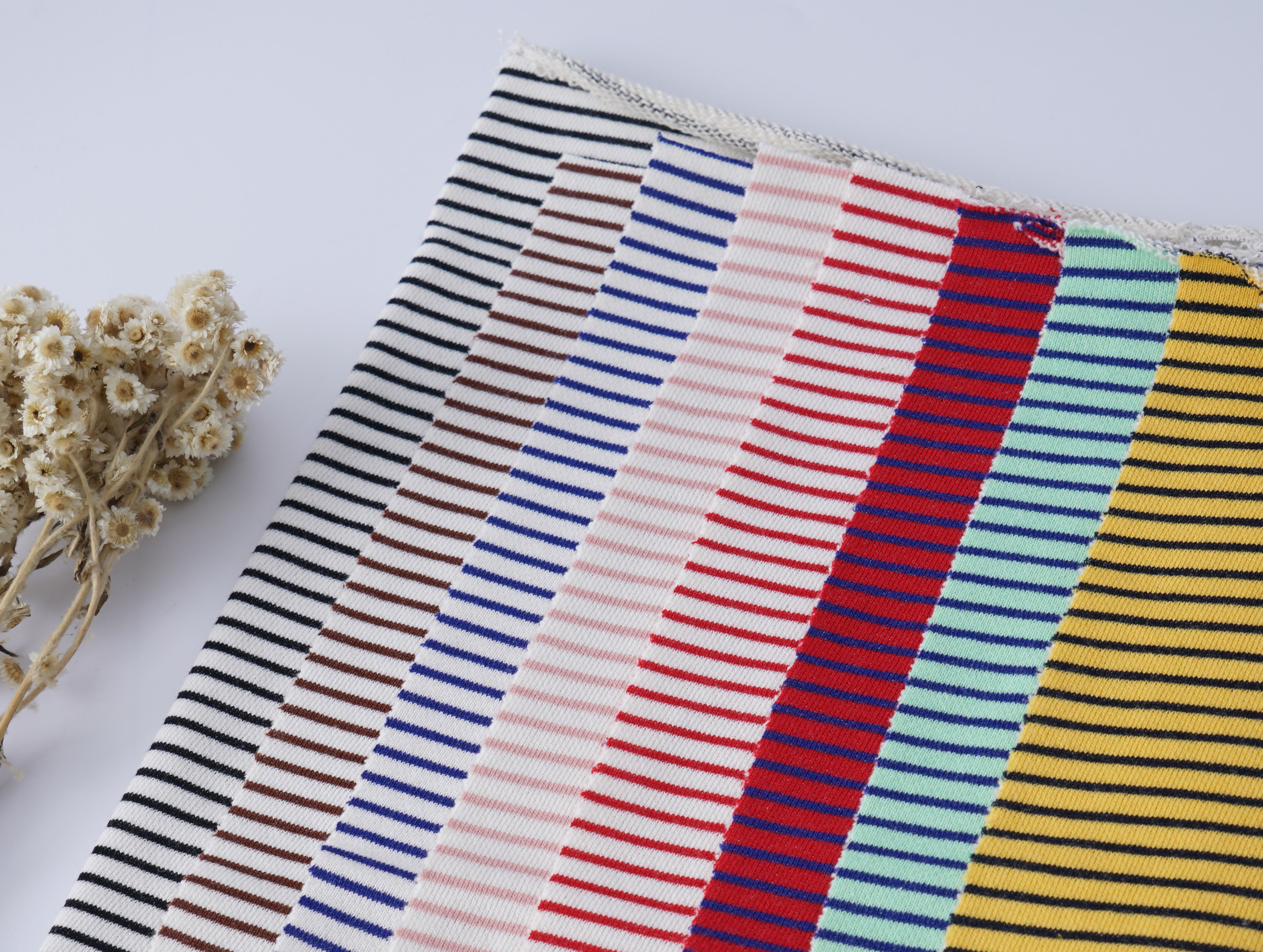 100% Cotton Black And White Striped Fabric Soft French Terry Material 185cm