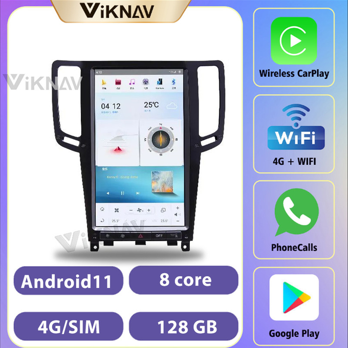 13.6 Inch Car radio For 2010-2013 Infiniti G25 G37 128G Navigation GPS Multimedia DVD Player Android Wireless Carplay 4G
