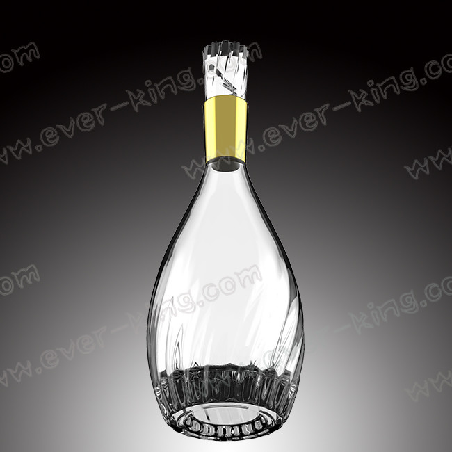 700ml Brandy Bowling Liquor Glass Bottle With Metal Labels
