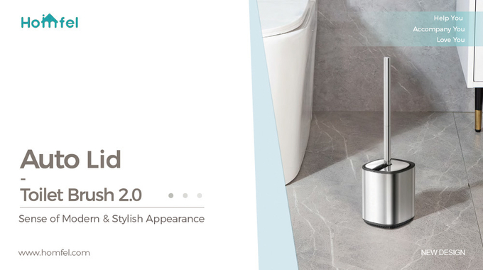 Sustainable Stainless Steel Flip Lid Household Cleaning Brush And Holder For Durable Toilet Brush