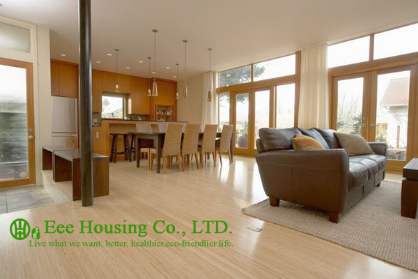 Natural Color Bamboo Flooring,Vertical-compressed Structure, General UV Varnish,4 sides micro bevel connection Coating