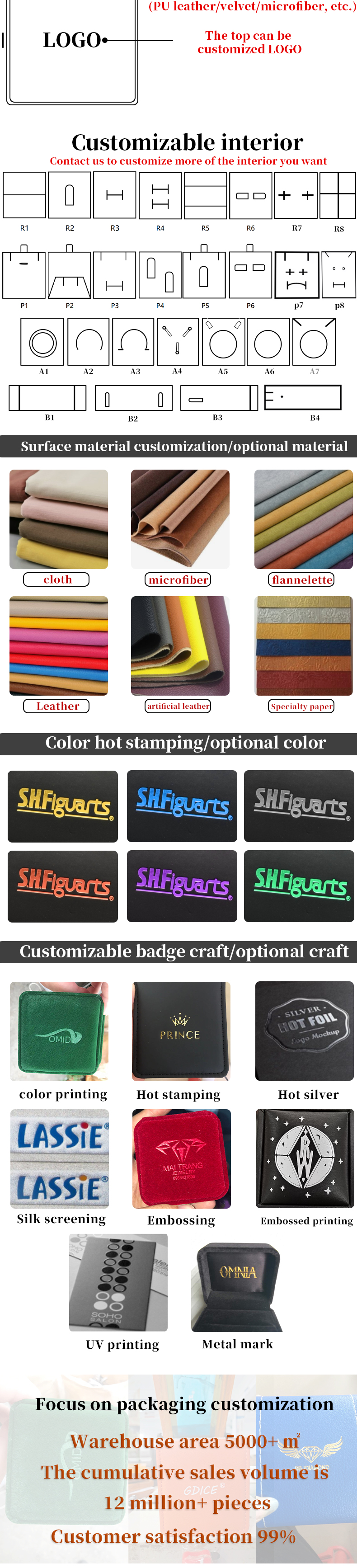 Square Leather Jewelry Box for Custom Packaging of Earrings Bracelet Necklace Ring