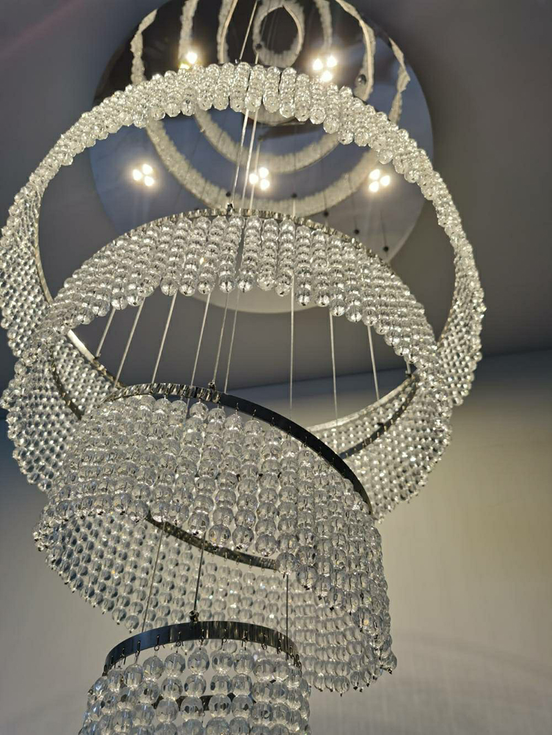 Modern Staircase Chandeliers For Living Room Lobby Club Luxury Ring Lights(WH-NC-90)