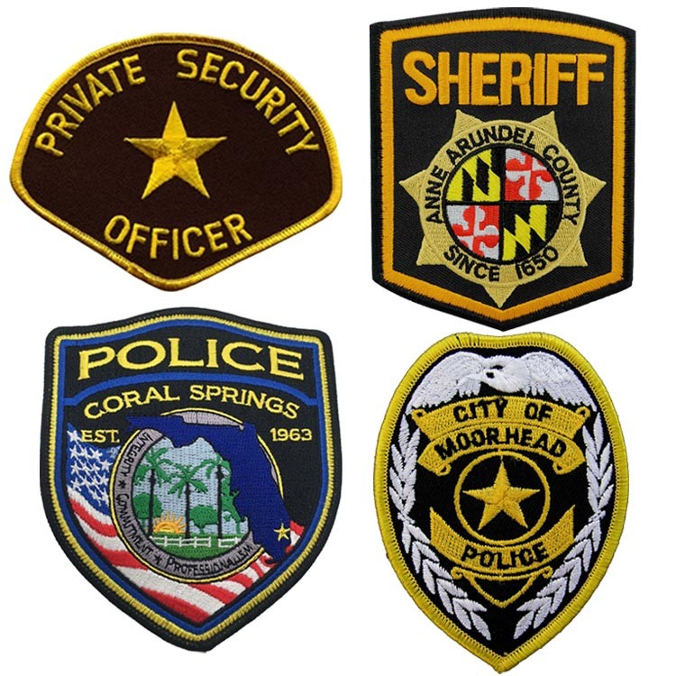 No Backing 120D Police Embroidered Patch With Die Cut Border
