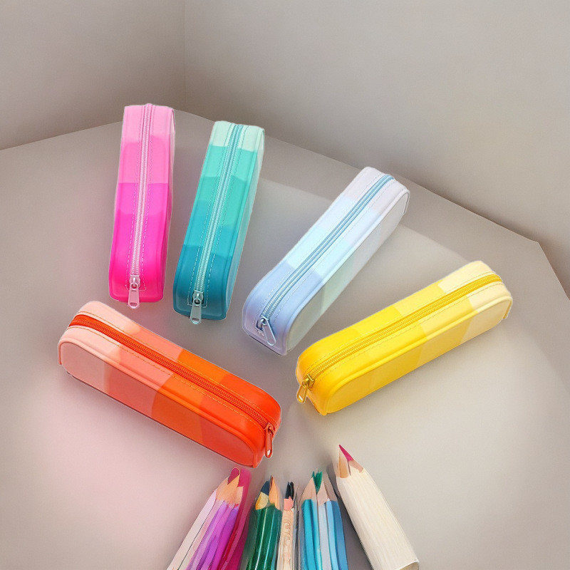 Zipper Silicone Pencil Holder BPA Free Great Durability for School Supplies Office College Teen Girls Adults