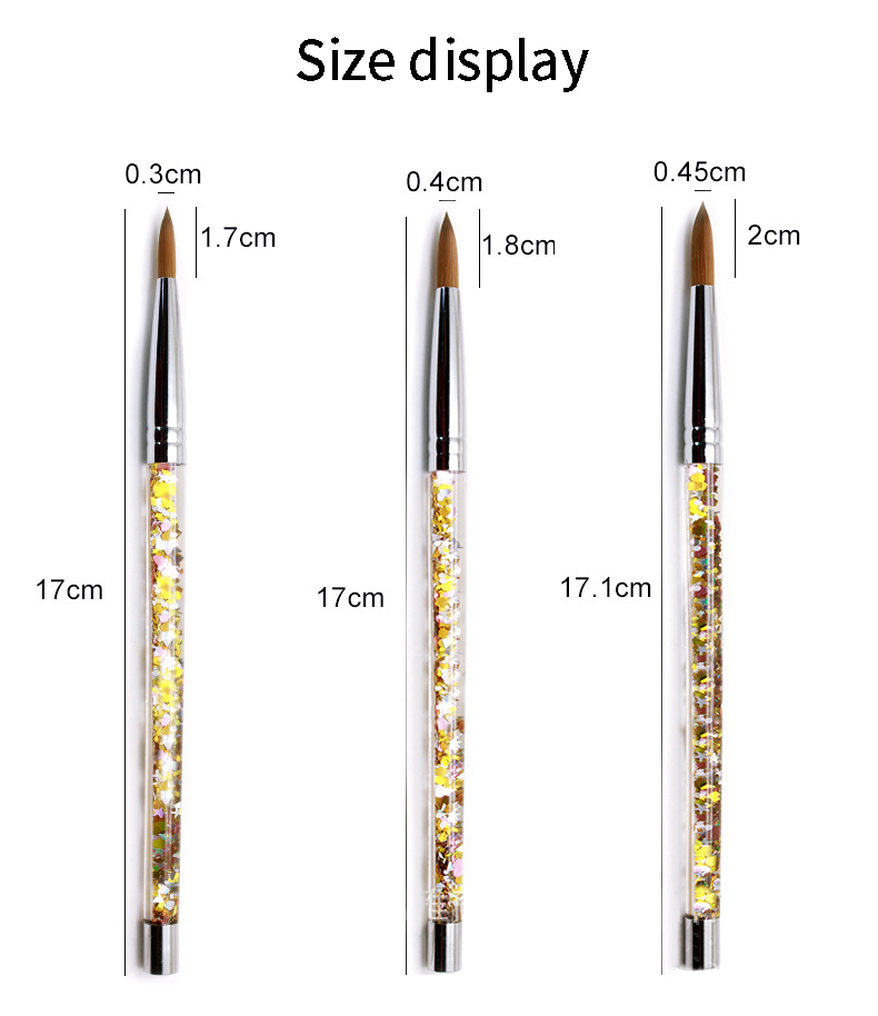 Sable Hair Acrylic Nail Brush Liquid Glitter Handle Vegan Acrylic Nail Brush