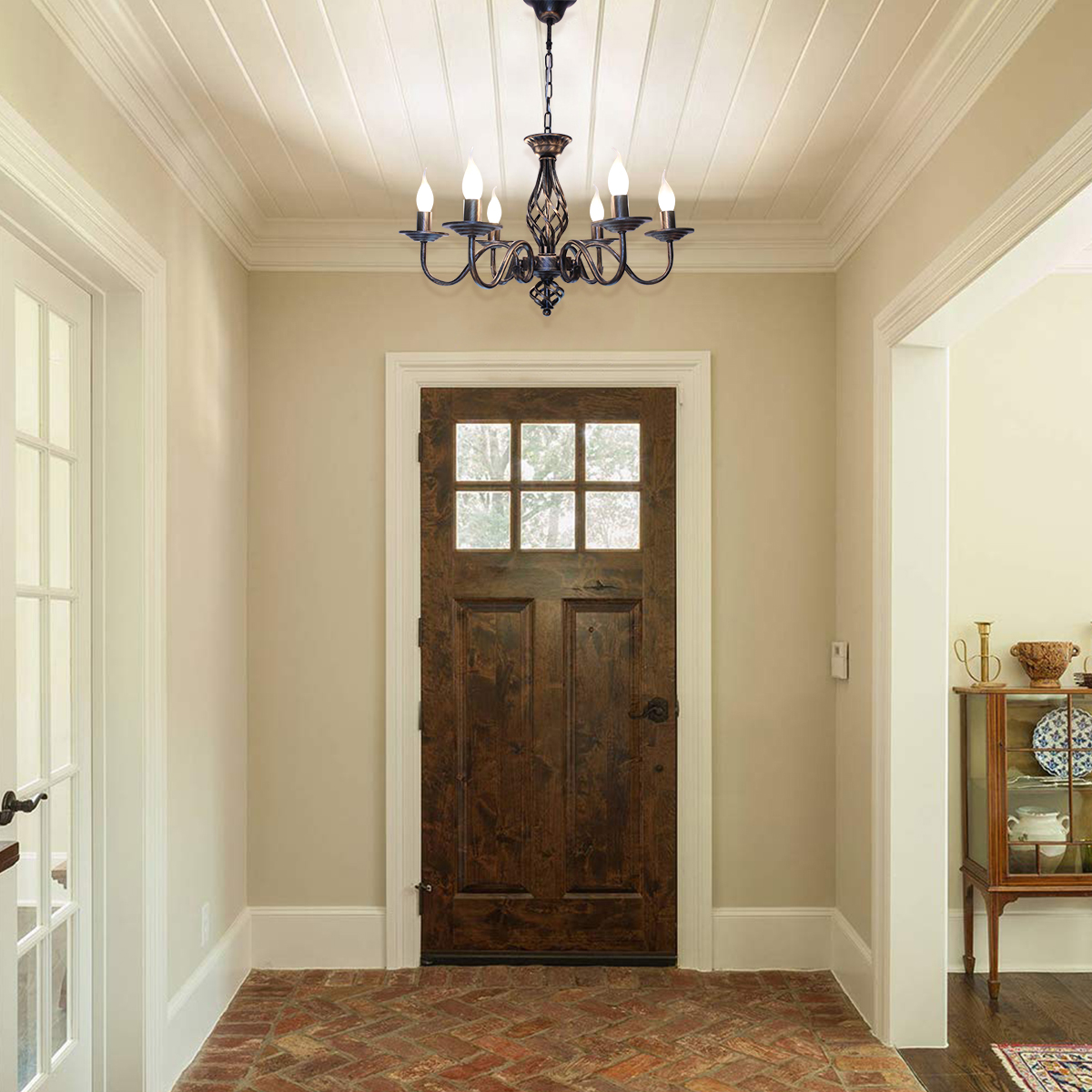 Black Wronght Iron Chandelier Living room Farmhouse Kitchen Frech Country Chandelier(WH-CI-132)