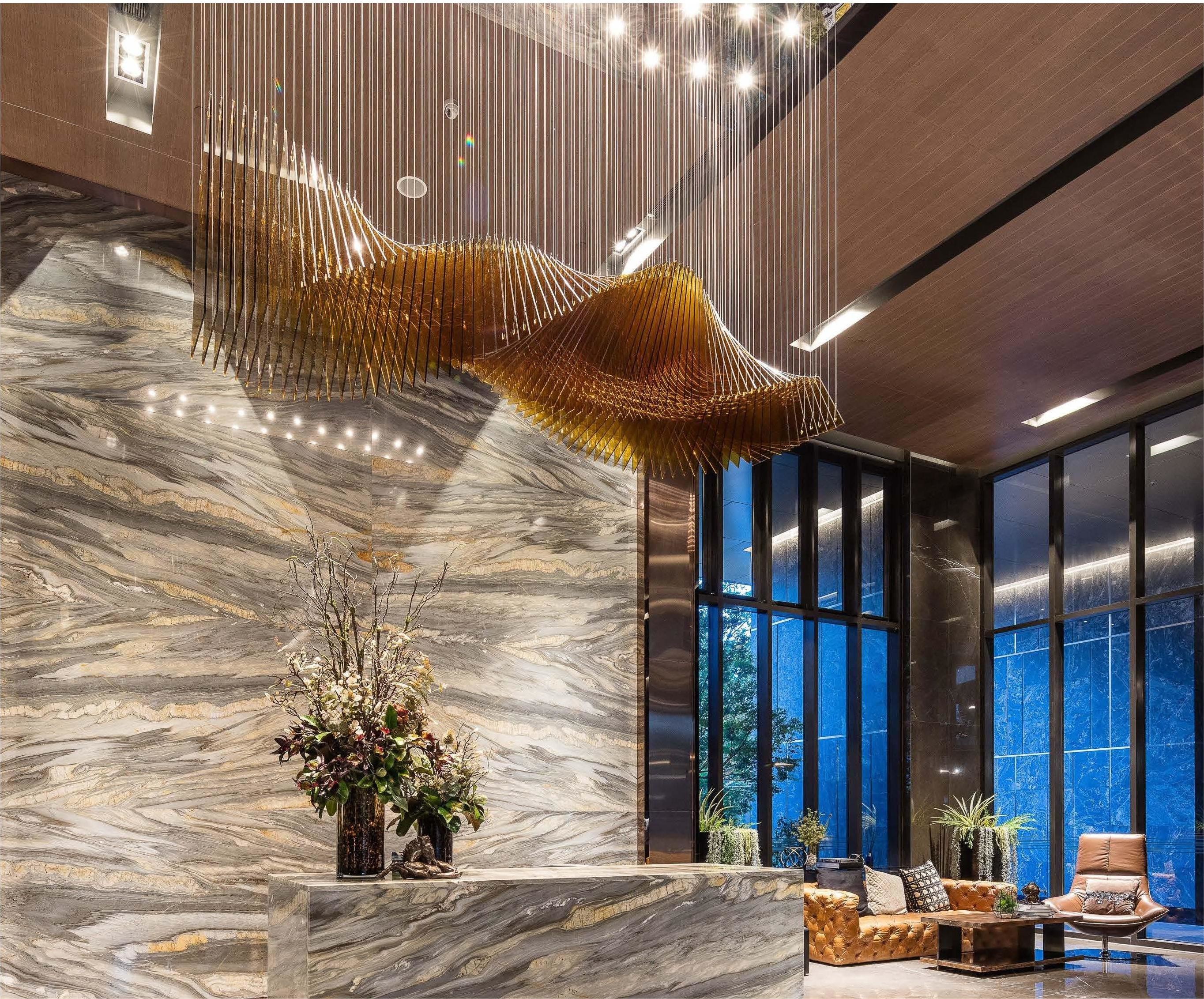 Wave Shaped Hotel Lobby Banquet Exhibition Hall Chandelier Art Custom Engineering Lamp
