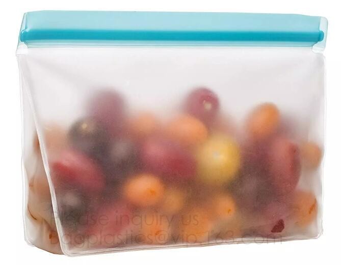 Reusable BPA Free Food Grade Preservation Storage Silicone Food Fresh Bag,Silicone Plastic Packaging Food Zip Silicon Fr