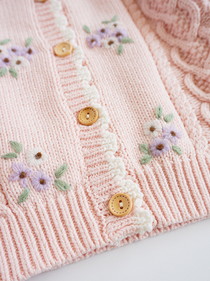 2023 spring and autumn hot sale sweet and lovely solid girls knitted sweater cardigans
