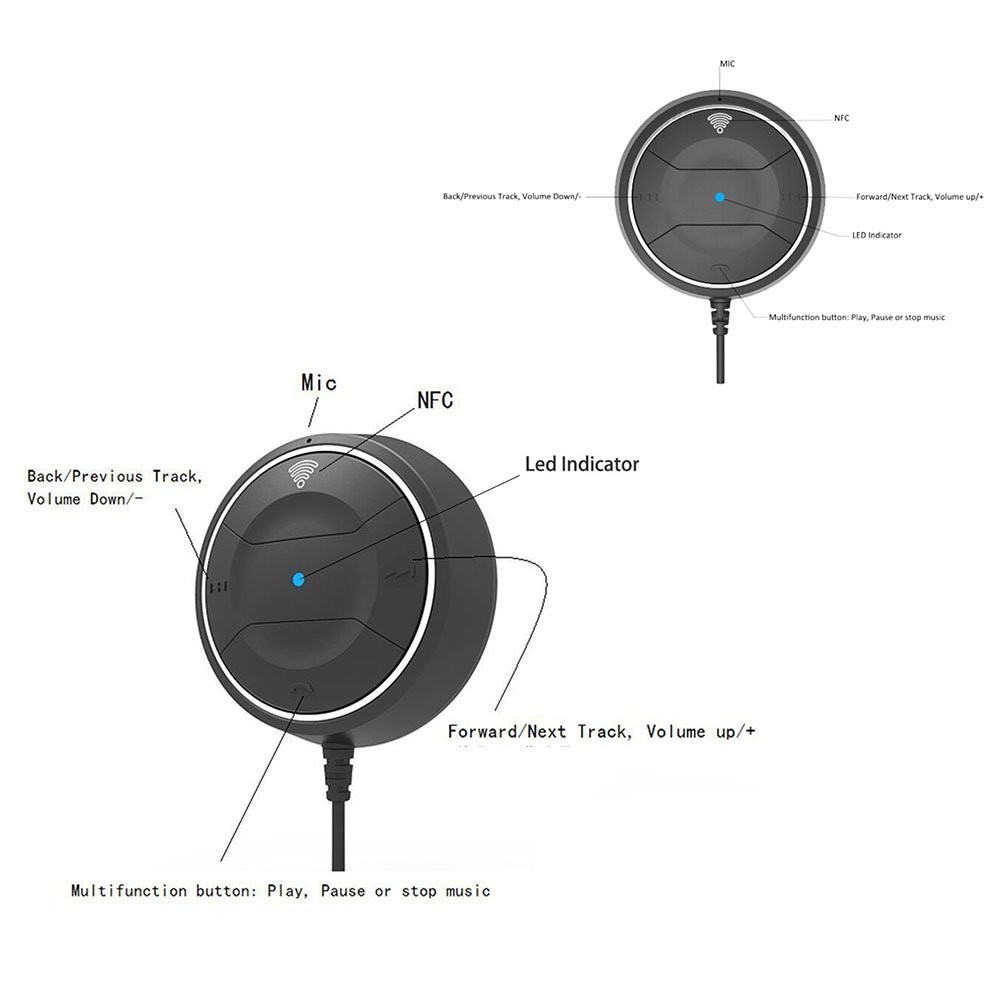 Portable Wireless Audio Adapter 3.5mm Aux Stereo Output Bluetooth Adapter Wireless Aux Receiver