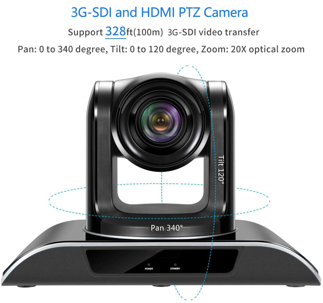 Tongveo HD1080p 60fps 20X Zoom PTZ Conference Camera USB HDMI 3G-SDI 3 Videa Outputs for Church Tele-Education Healthcare (20X Zoom TEVO-VHD20N)