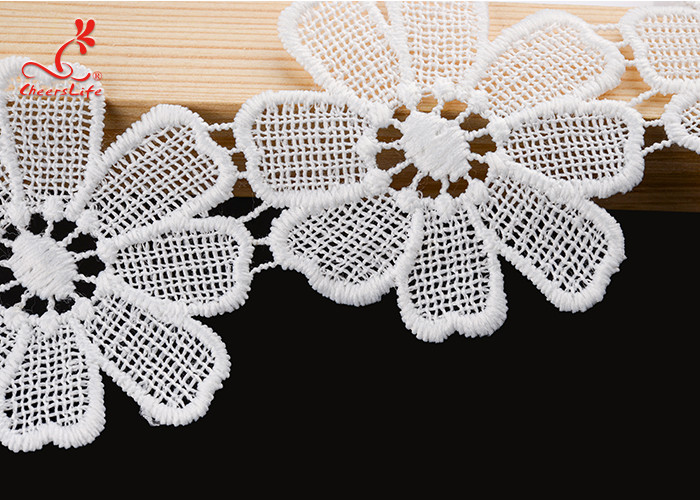 Cheerslife New Arrival 5.3Cm Chemical Guipure Flower Water Soluble Embroidery Milk Yarn White Lace Trim Ribbon