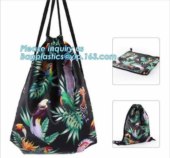 Promotion Custom Eco Friendly Sublimation Polyester Folding Shopping Bag,Promotional Sports Gym Sack Polyester Drawstrin