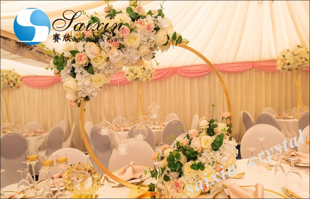 Acrylic Wedding Flower Stand 100cm Gold For Wedding Table Decoration