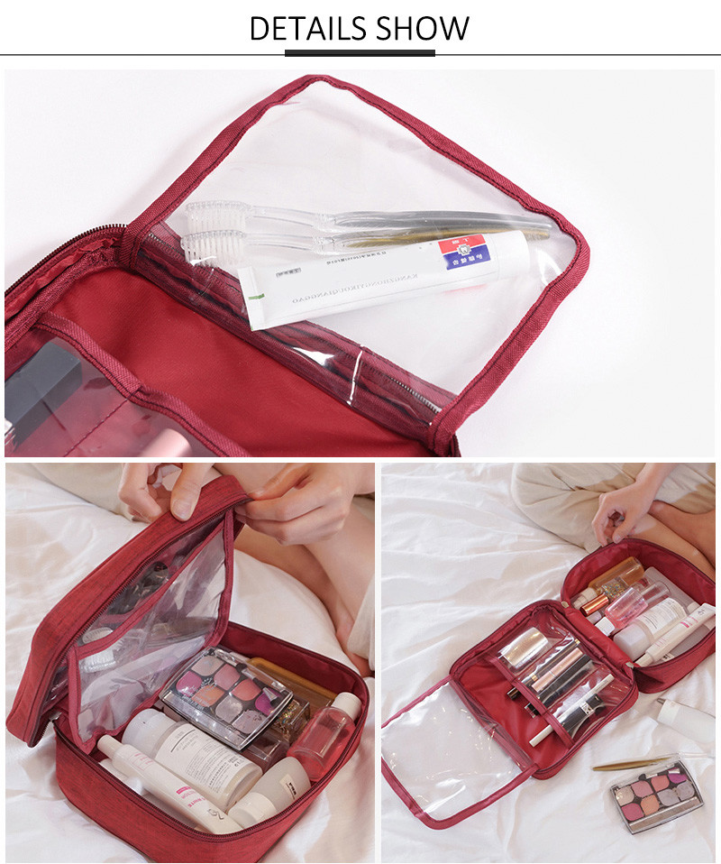 China Supplier Custom Square Cosmetic Toiletry Bag With Zipper
