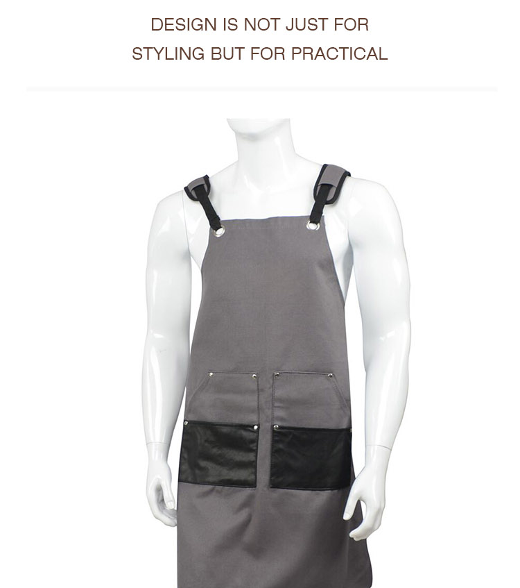 Work Waxed Canvas Chef Apron , Heavy Duty Canvas Work Apron Adjustable Straps