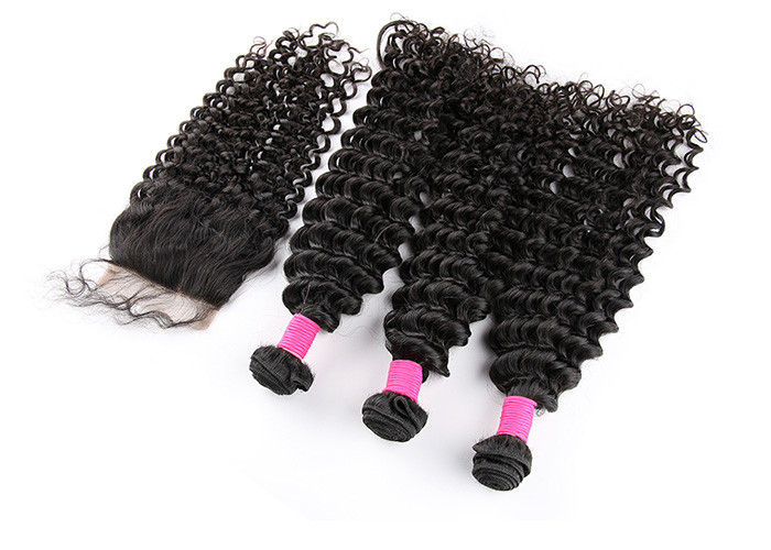 Unprocessed Brazilian Remy Human Hair Extensions , Virgin Deep Wave Hair