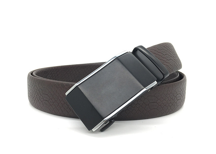 Custom 3.5cm Brown Ratchet Fit Dress Belt With Automatic Buckle