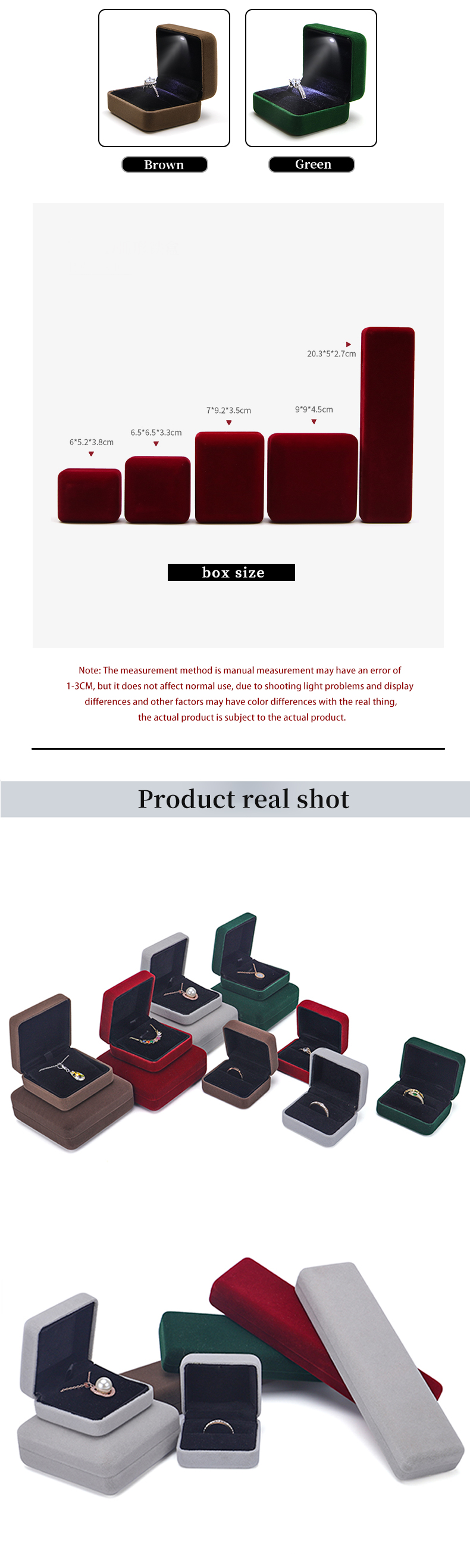 Jewelry Boxes Material LED Velvet for Customized Size Hanhong Logo Embossed Ring Gift