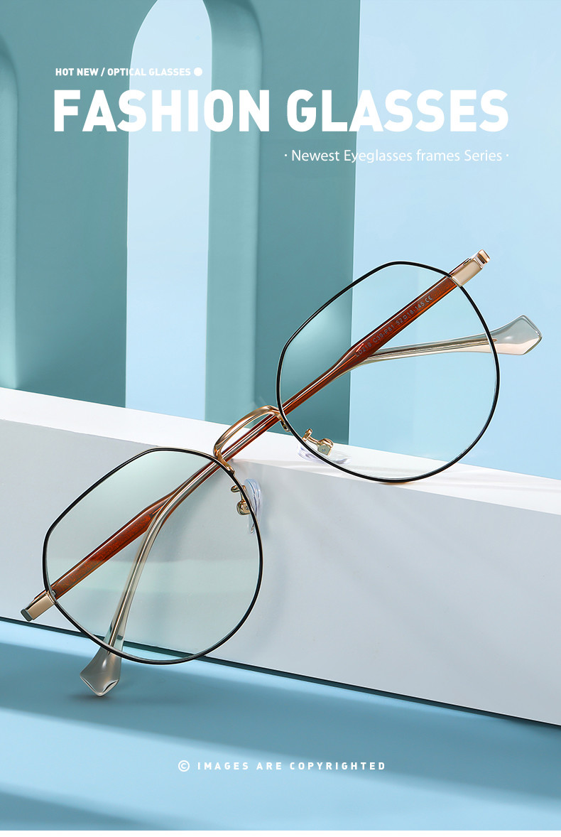 Blue Light Blocking Acetate Metal Glasses Vintage Round Anti Blue Ray Eyewear