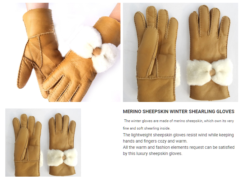 New collection Australia sheepskin lamb fur bowknot winter gloves leather keep warm