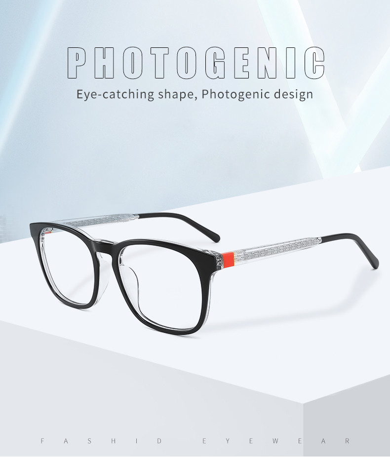 Vintage Metal Core Acetate Frame Glasses Unisex Clear Len Optical Eyewear