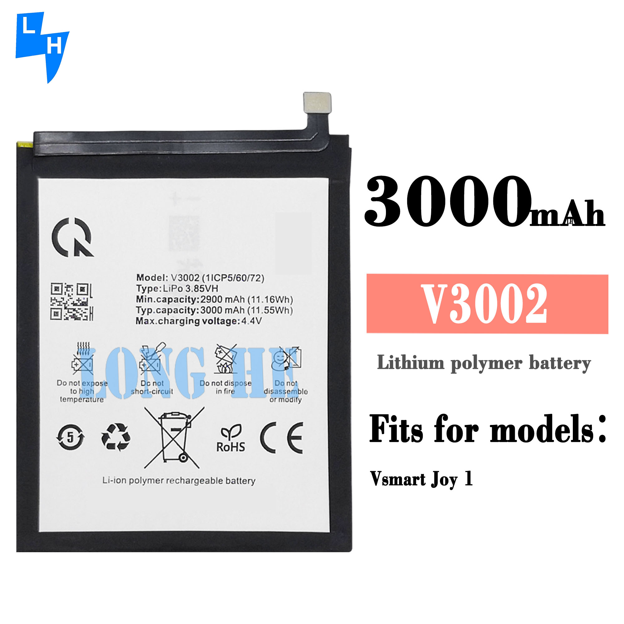 3000mAh 3.85V Rechargeable Li-ion Polymer Battery V3002 for Vsmart Joy 1 Mobile Phone