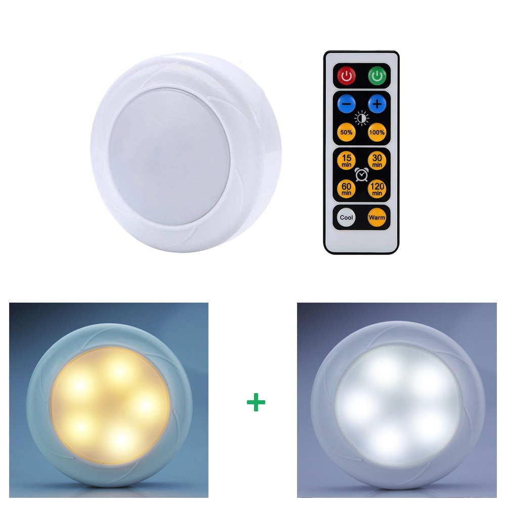 Timer Wireless Kitchen Under Cabinet Lighting, Battery Powered led puck light