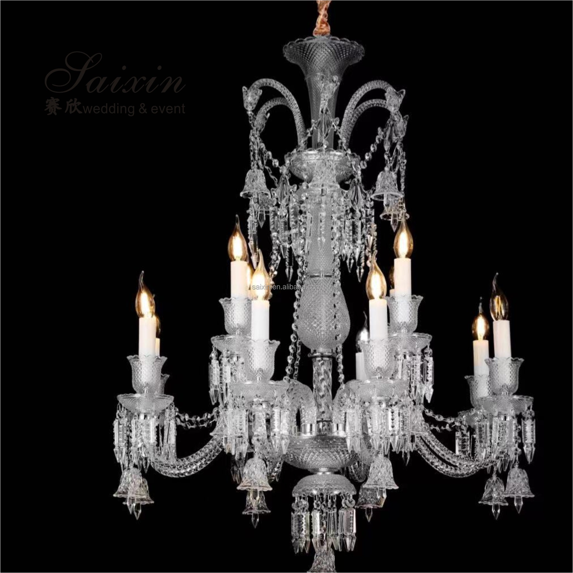 12 Light Crystal Chandelier Bedroom Lighting Event Ceiling Decor Larger Shade Hotel 20 Inch