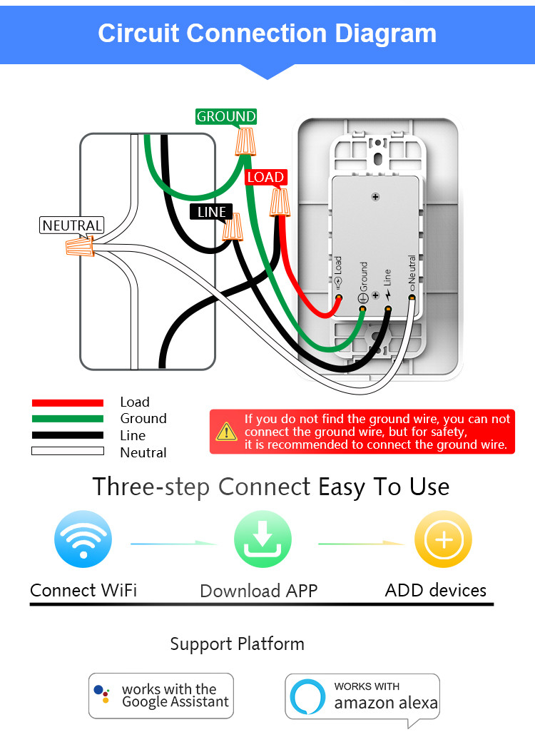 Tuya Wireless Intelligence Smart Wifi Wall Switch 16A FCC Smart Home Dimmer Switch