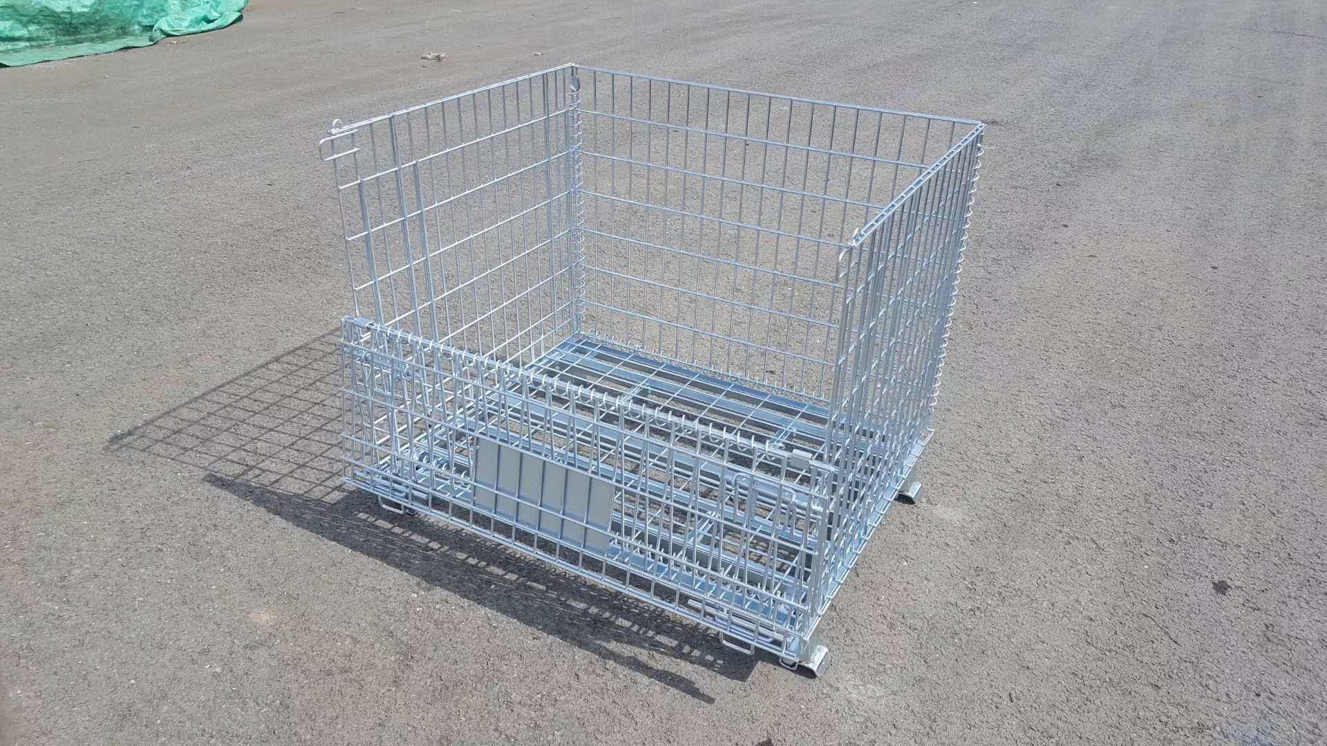 Wire Mesh Container Folding Stackable Wire Mesh Metal Storage Stacking Container