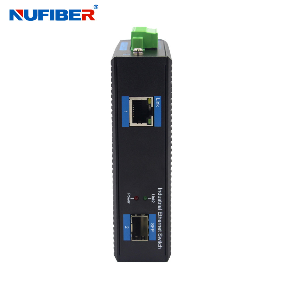 Industrial SFP to UTP POE Media Converter Gigabit Din Rail Mount 48V