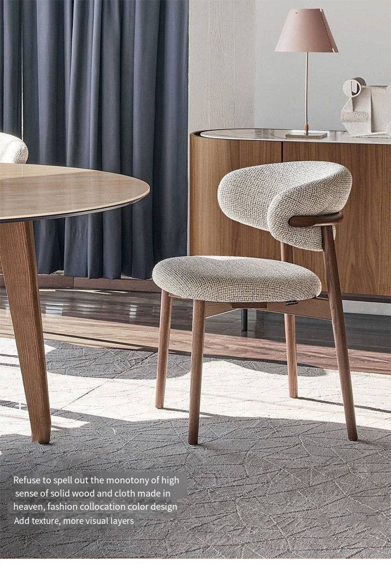 Iron Light Wood Dining Chairs Upholstered Fabric Modern Wood Dining Chairs
