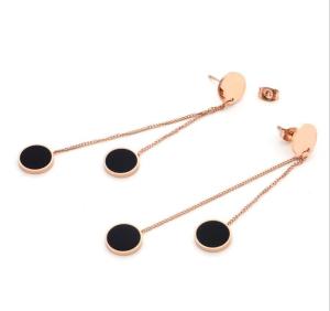Buy cheap Long Tassel Stainless Steel Earring, High-end Black Drop Earring for Girls Long Dangle Fashion Jewelry product