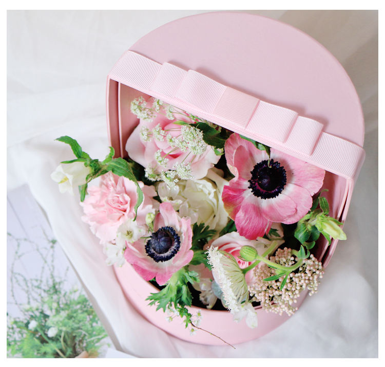 Colorful Creative Round Slide Roses Gift Packaging Paper Flower Box for Luxury Gifts