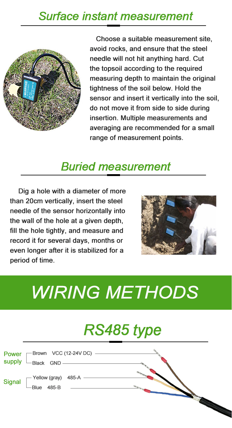 Accurate RS485 Soil NPK Sensor for Orchard and Greenhouse 5-95% Operating Humidity