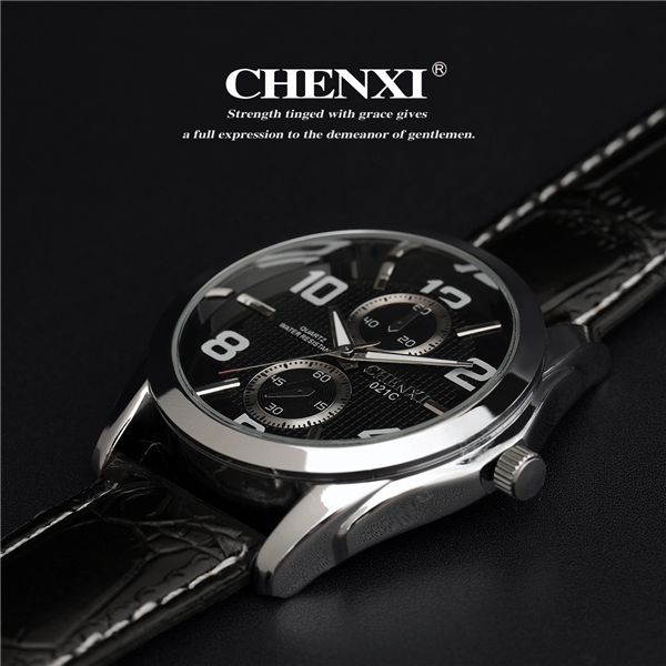 Cheap Stainless Steel Watches L021C CHENXI Branding Watches Black White Leather Watches