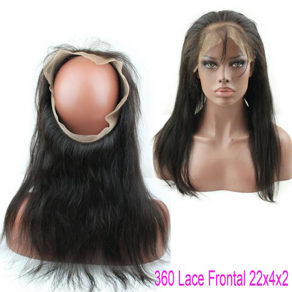 Brazilian Virgin Straight Hair Lace Closure Natural Hair 360 Lace Band With Baby